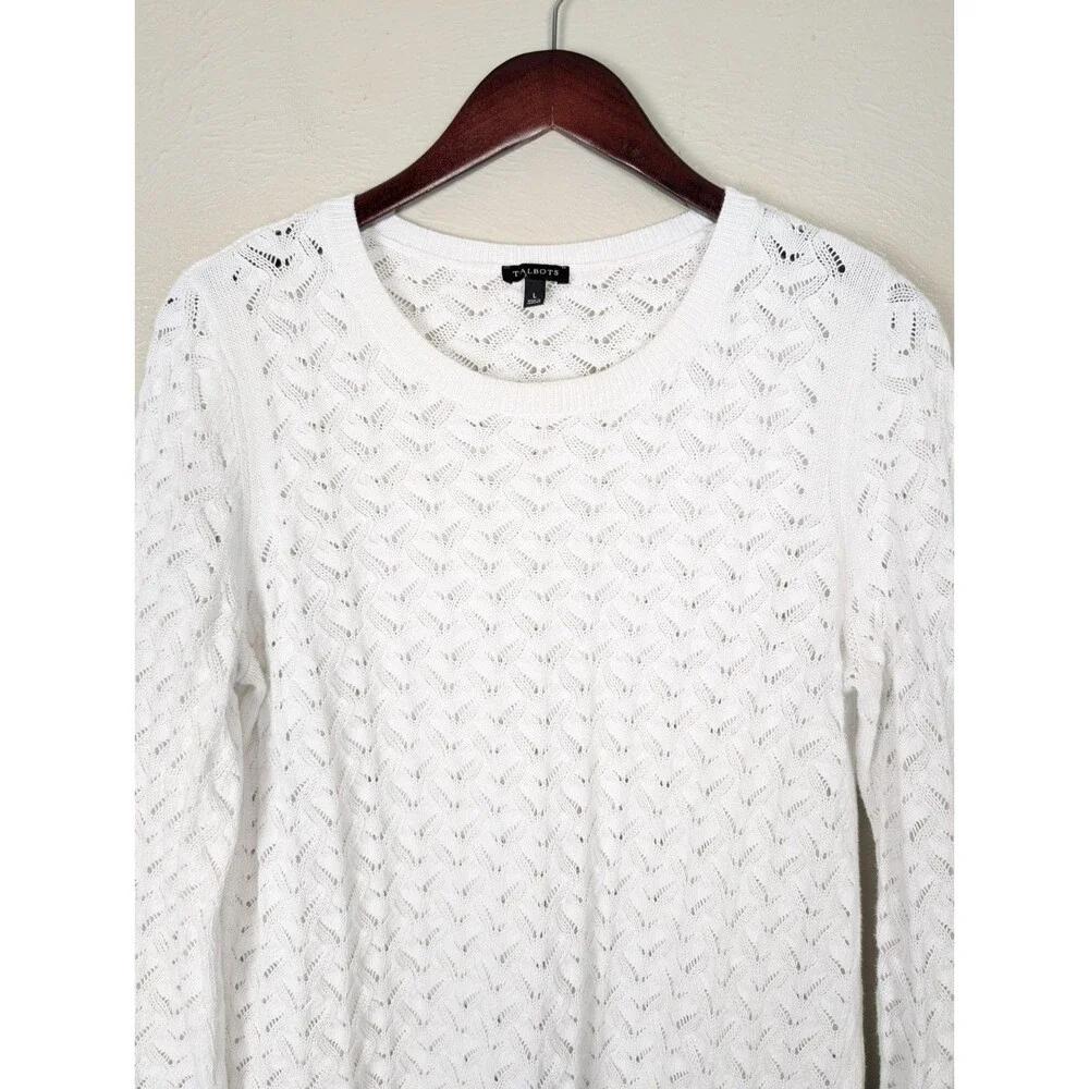 Talbots Textured Linen Cotton Blend Pullover Sweater